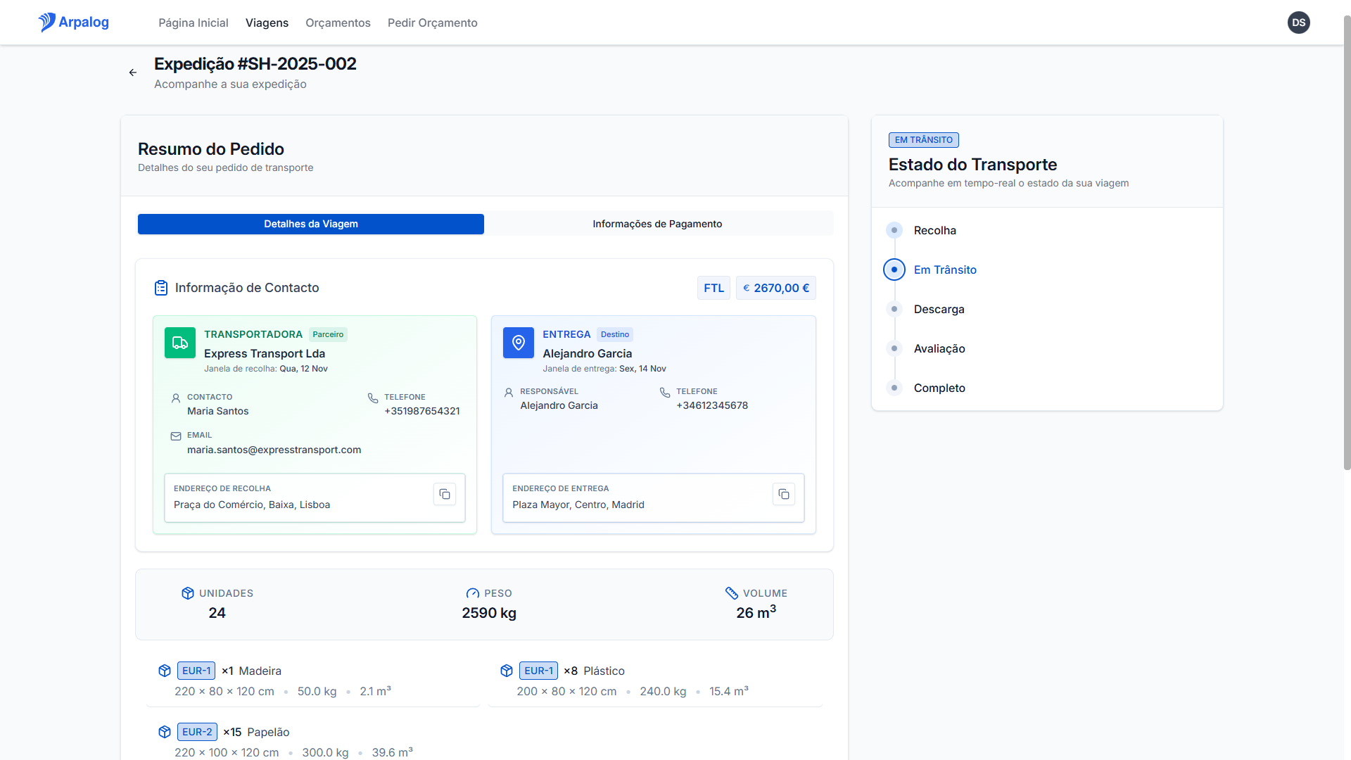Interface Arpalog - Transparência e controlo total